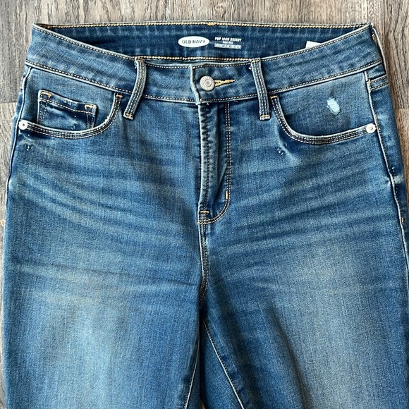Old Navy Jeans Blue Denim Pop Icon Skinny High Rise Jeans Size 6 Distressed - Picture 5 of 10